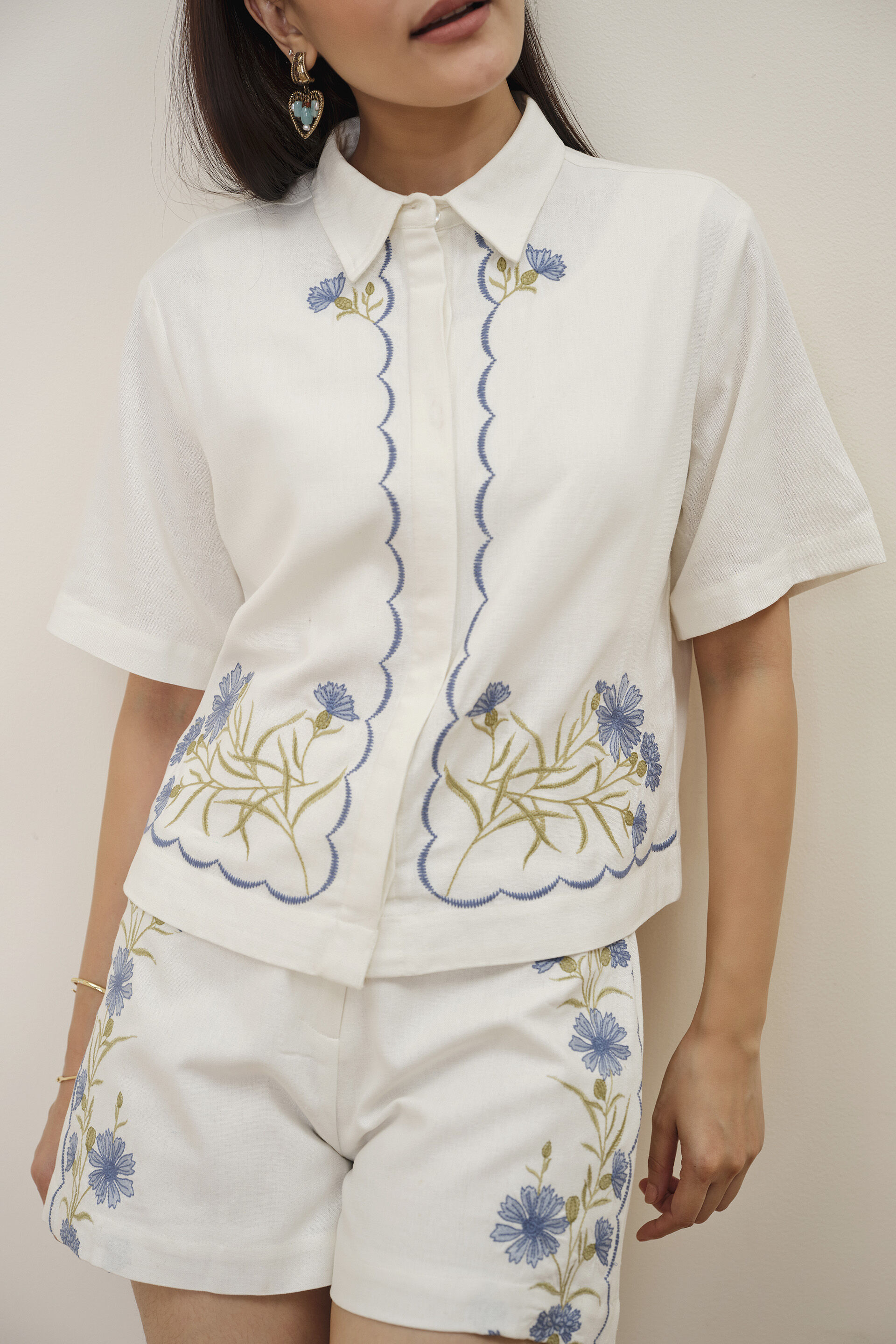 Lorelei Emboirdered Co-ords, White, image 4